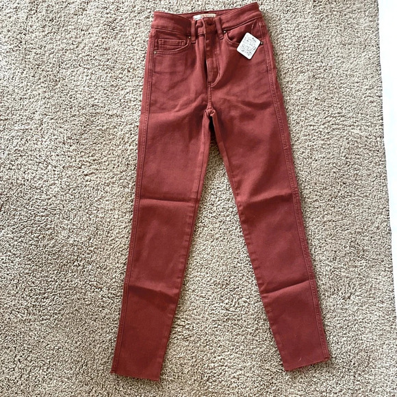 Free People High Rise Red Skinny Jeans - Picture 5 of 9